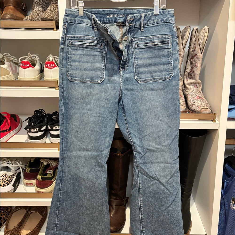 American Eagle Outfitters Blue Flare Wide Leg Jeans